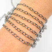 Black Rhodium Sterling Silver Smooth Oval Link Chain